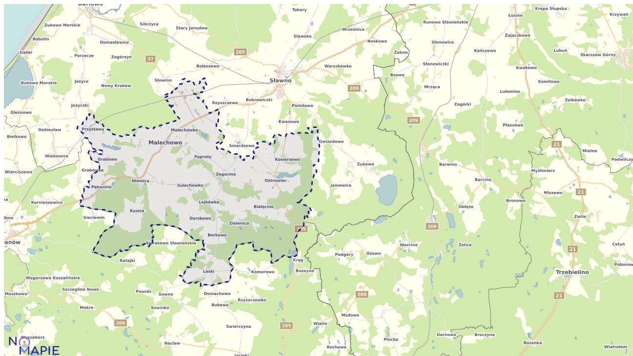 Mapa uzbrojenia terenu Malechowa