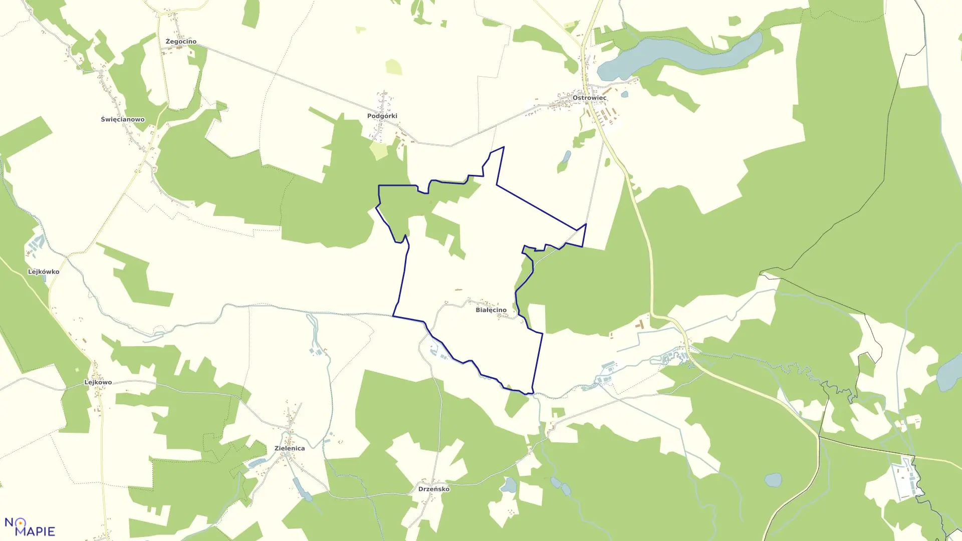 Mapa obrębu Białęcino w gminie Malechowo