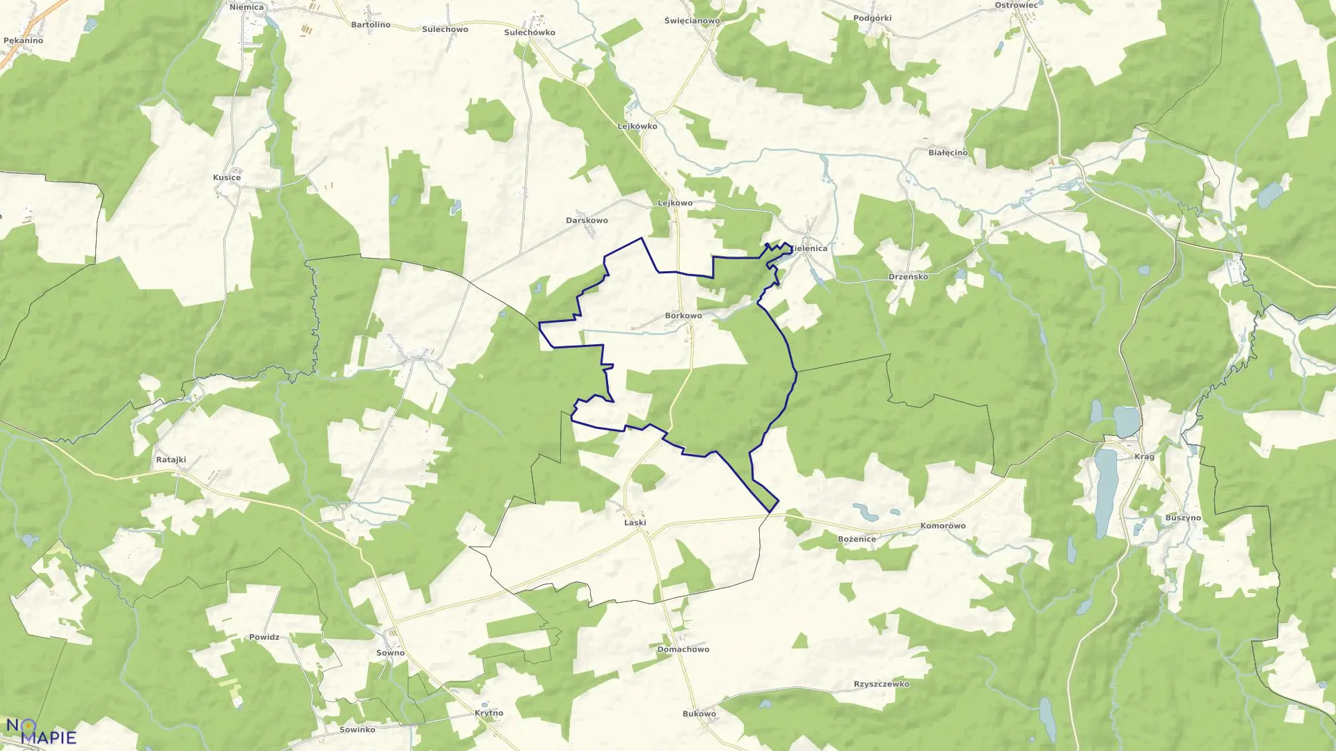 Mapa obrębu Borkowo w gminie Malechowo