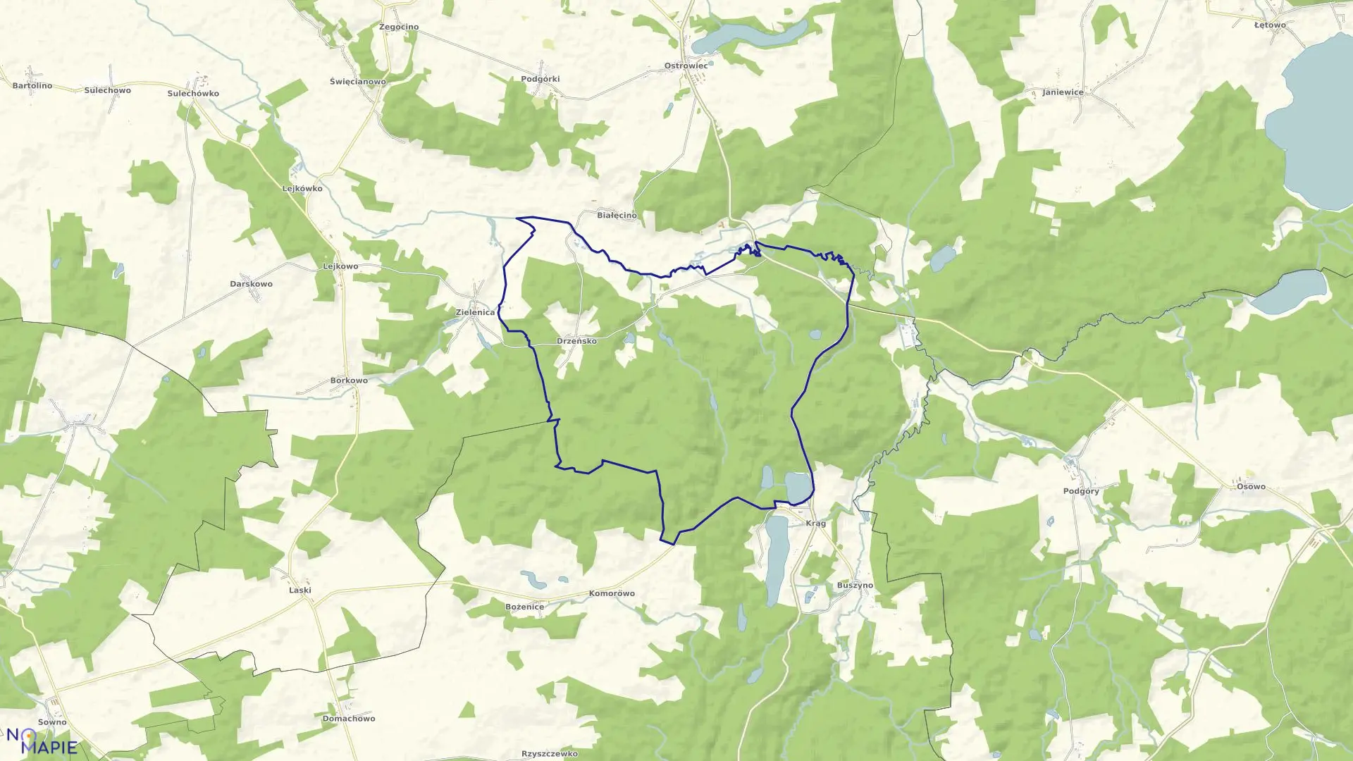 Mapa obrębu Drzeńsko w gminie Malechowo