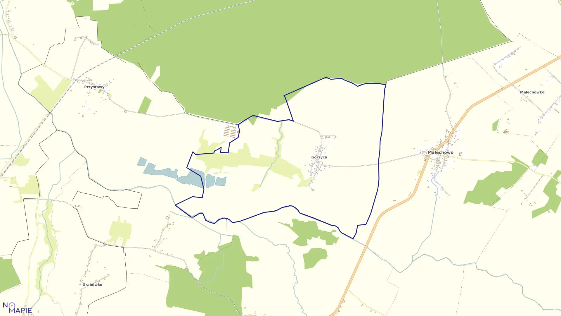 Mapa obrębu Gorzyca w gminie Malechowo