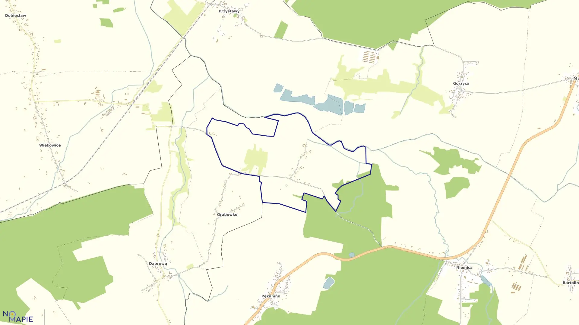 Mapa obrębu Grabowo w gminie Malechowo